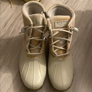 Sperry Beige and Cream Duck Boots